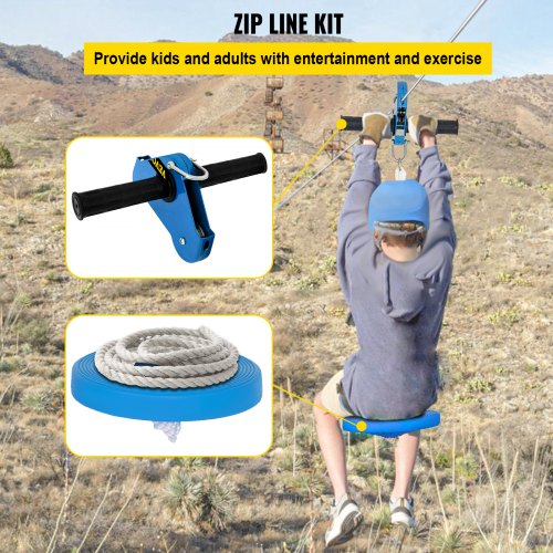 VEVOR Zip line Kits for Backyard 60FT, Zip Lines for Kid and Adult