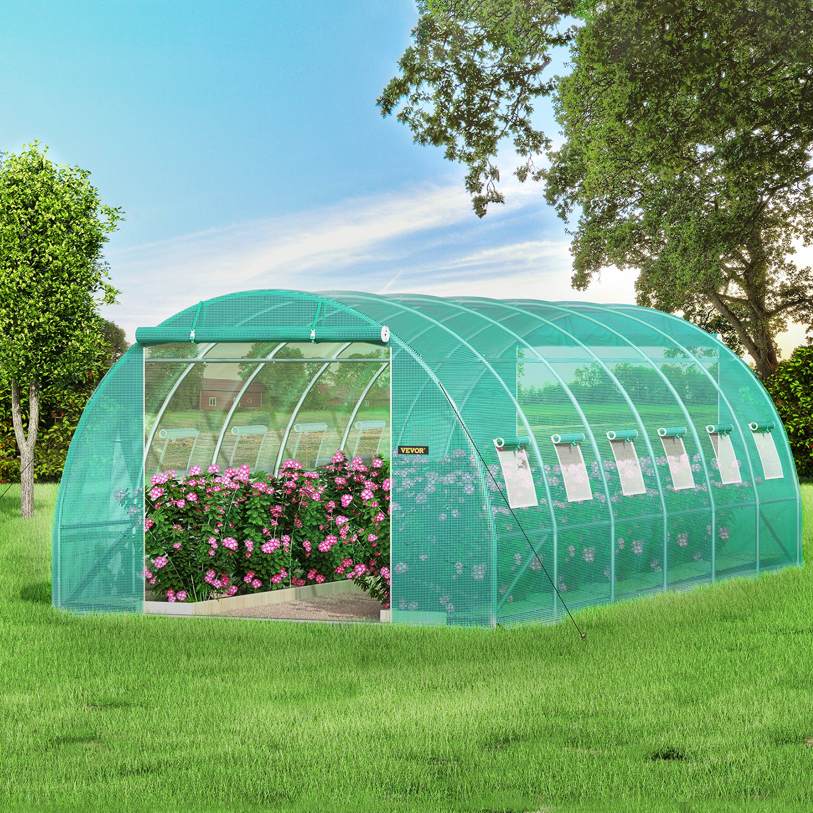 VEVOR Walk-in Tunnel Greenhouse, 20 x 10 x 7 ft Portable Plant Hot ...