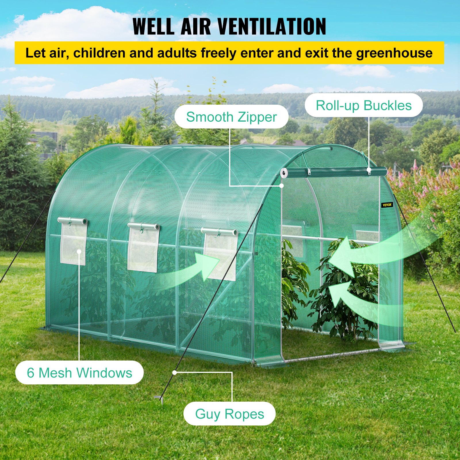 VEVOR Walk-in Tunnel Greenhouse, 12 x 7 x 7 ft Portable Plant Hot House ...