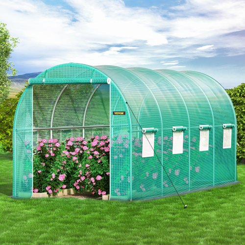 VEVOR VEVOR Walk-in Tunnel Greenhouse, 15 x 7 x 7 ft Portable Plant Hot ...