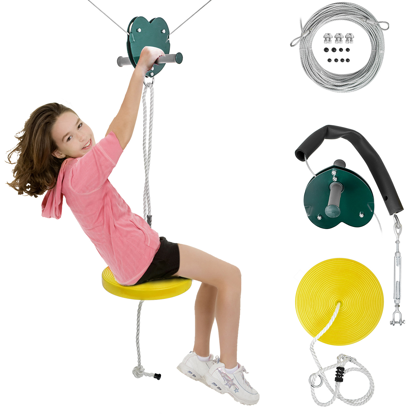 Seated Zipline Kit 80 feet Outdoor Fun Toys VEVOR US