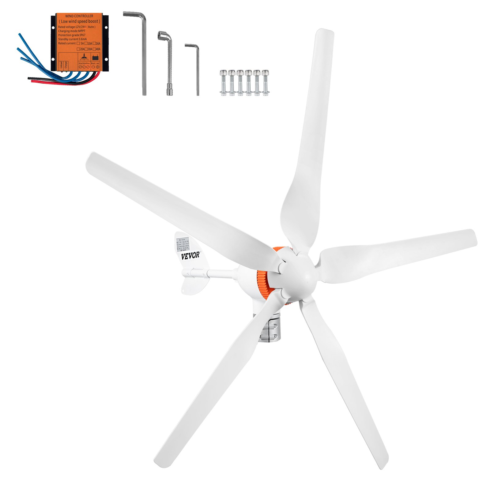 12000W Windturbine Generator Kit met MPPT Controller, 12V 24V Verticale