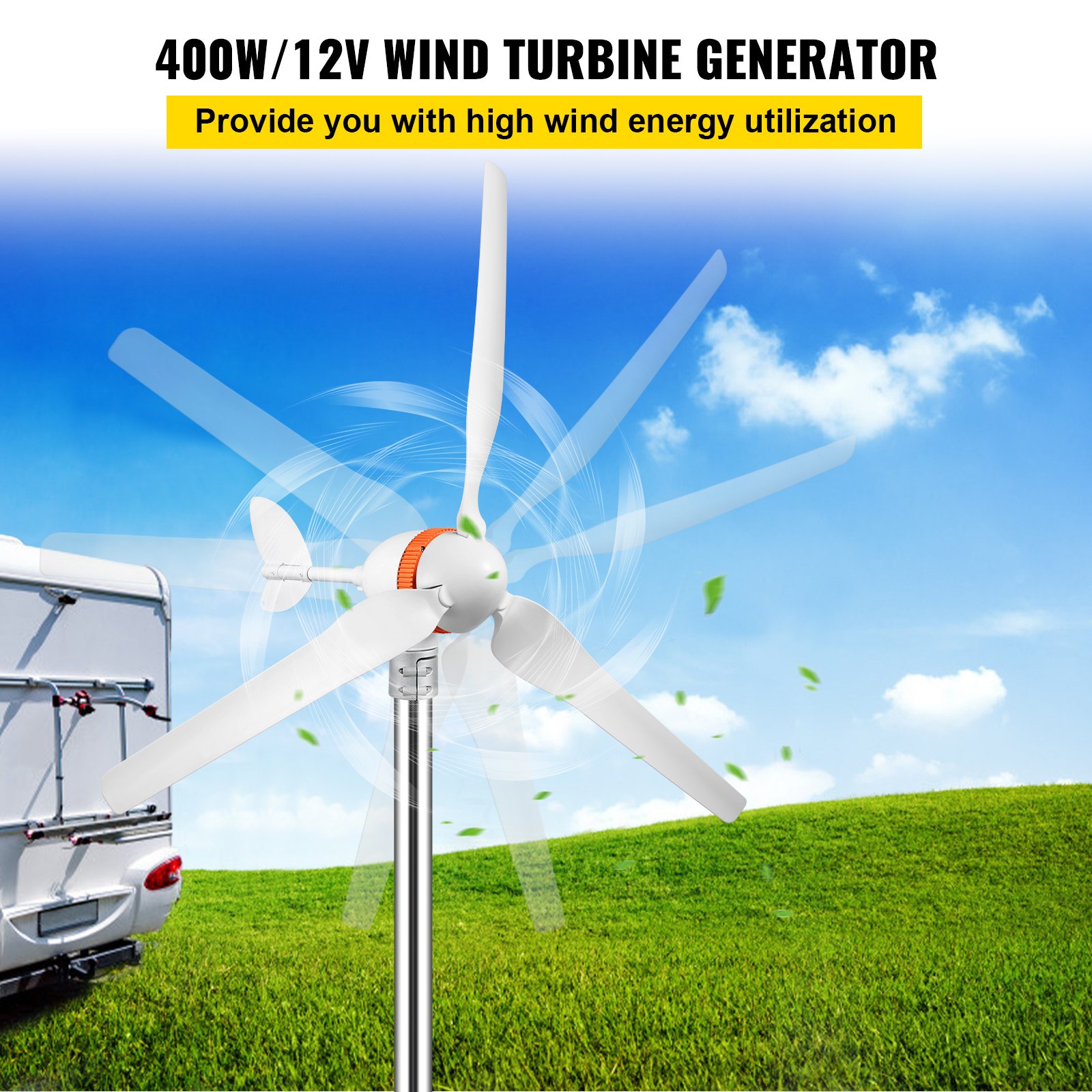 Vevor Vevor Wind Turbine Generator 12vac Wind Turbine Kit 400w Wind Power Generator With Mppt 3529