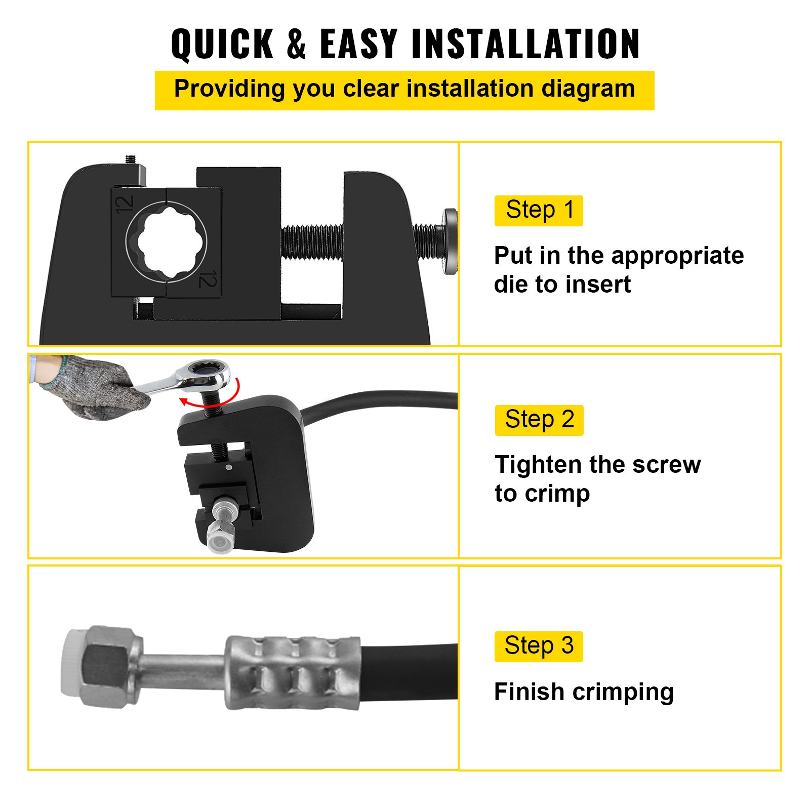 Vevor 7843b Manual Ac Hose Crimper Kithandheld Air Hose Crimper Tool