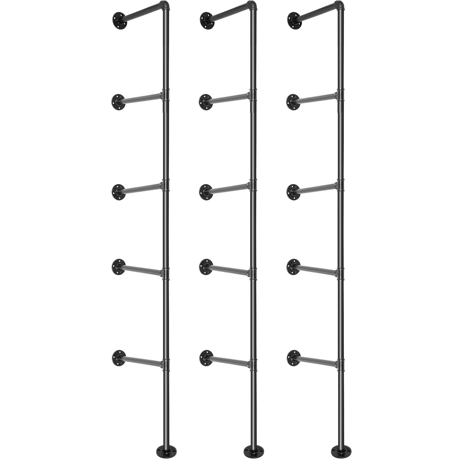 VEVOR Industrial Pipe Shelves 5Tier Wall Mount Iron Pipe Shelves 3 PCS Pipe Shelving Vintage
