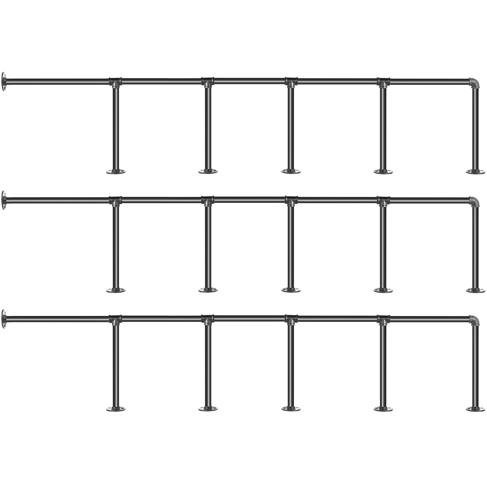 VEVOR Industrial Pipe Shelves 5Tier Wall Mount Iron Pipe Shelves 3 PCS