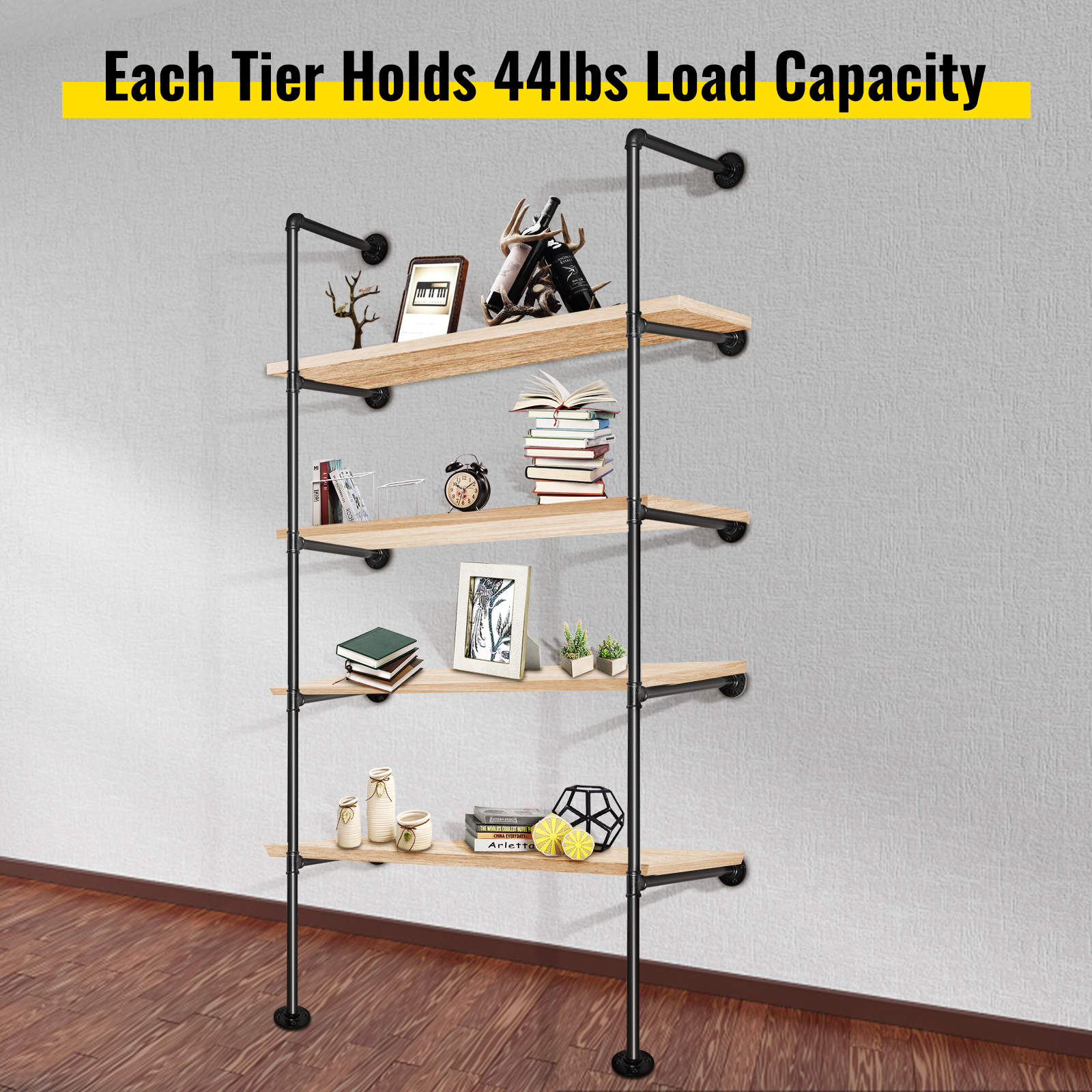 VEVOR Industrial Pipe Shelves 5Tier Wall Mount Iron Pipe Shelves 3 PCS