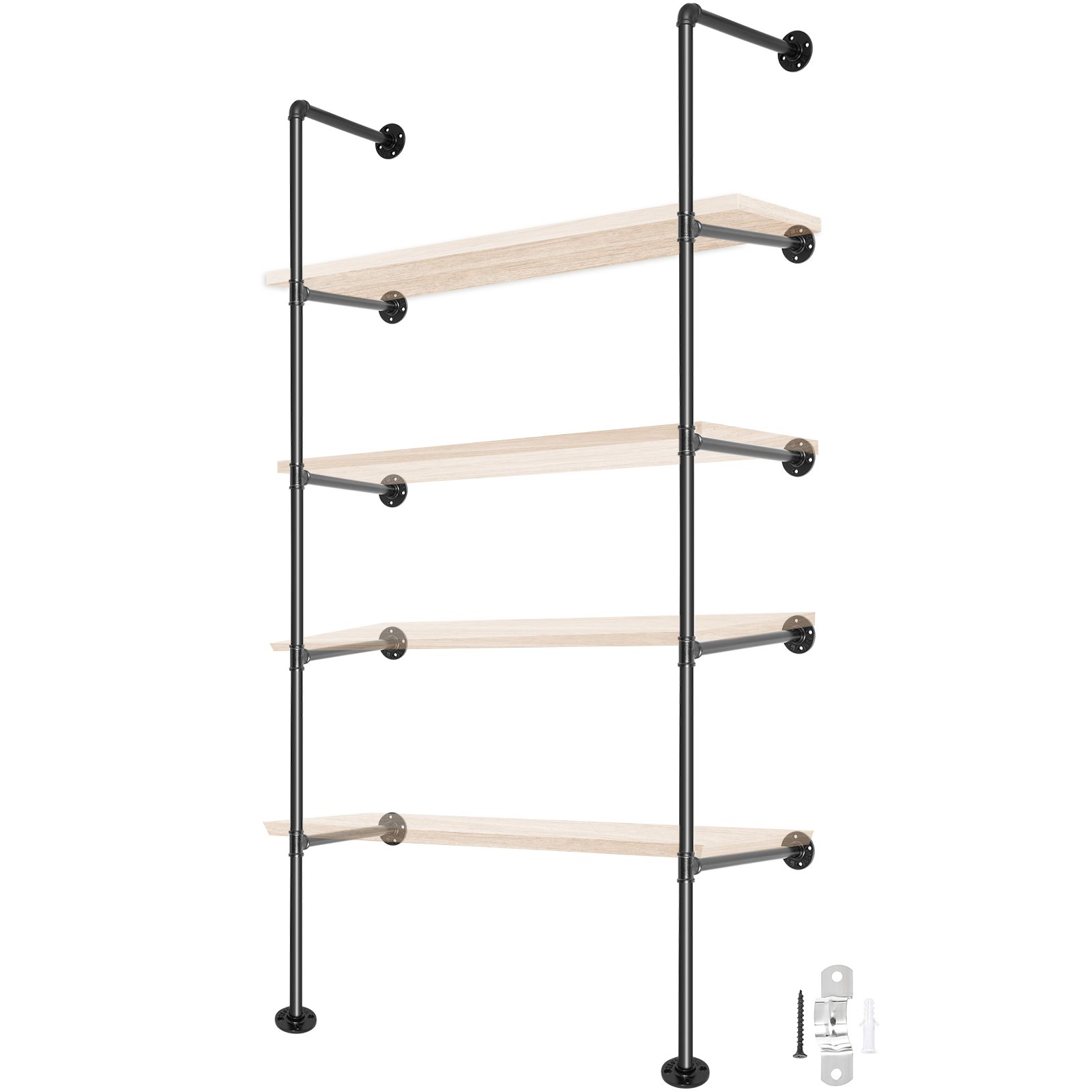 VEVOR Industrial Pipe Shelves 5Tier Wall Mount Iron Pipe Shelves 4 PCS Pipe Shelving Vintage