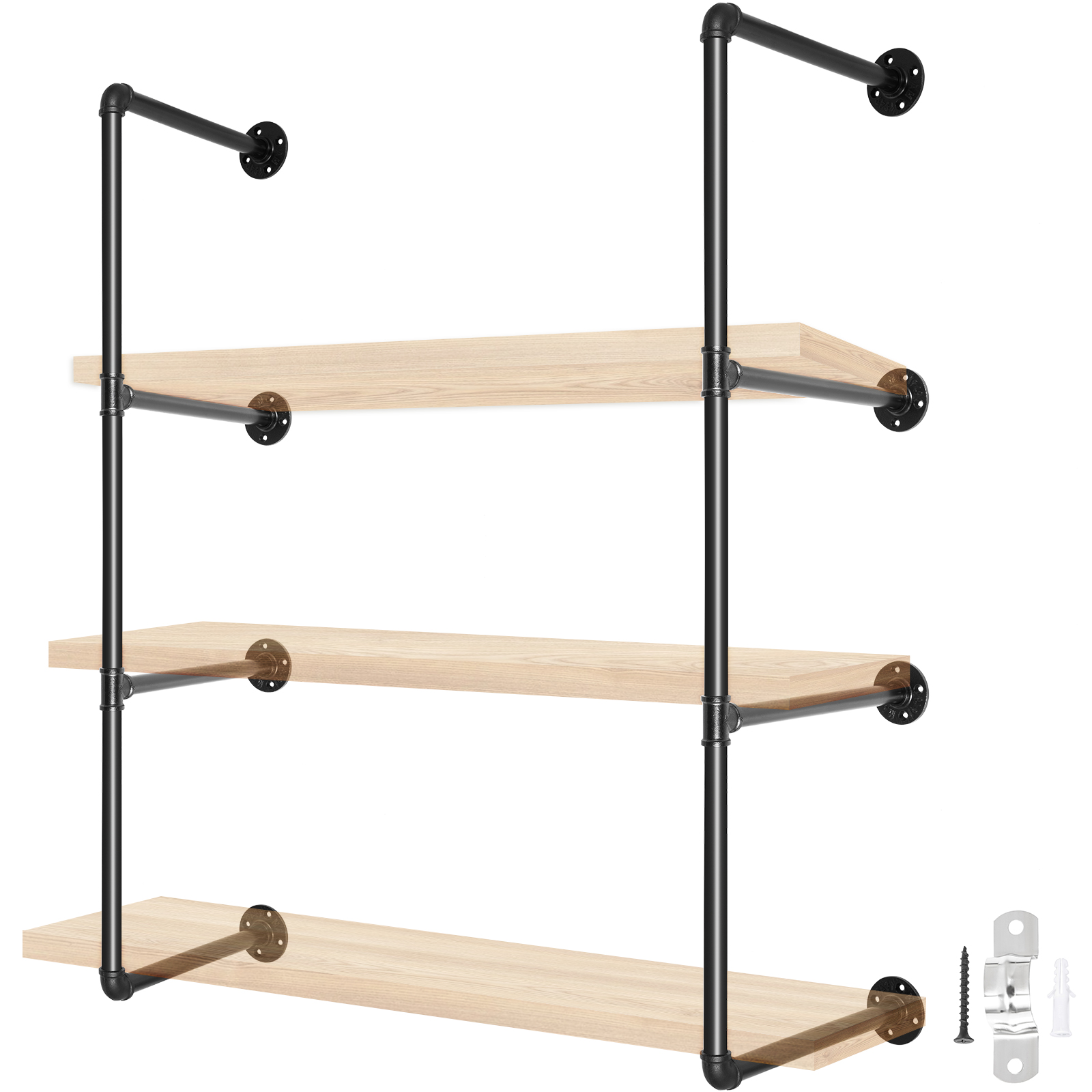 VEVOR Industrial Pipe Shelves 3Tier Wall Mount Iron Pipe Shelves 2 PCS