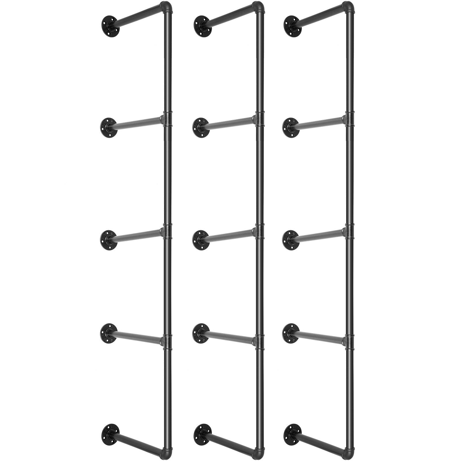 VEVOR Industrial Pipe Shelves 4Tier Wall Mount Iron Pipe Shelves 3 PCS