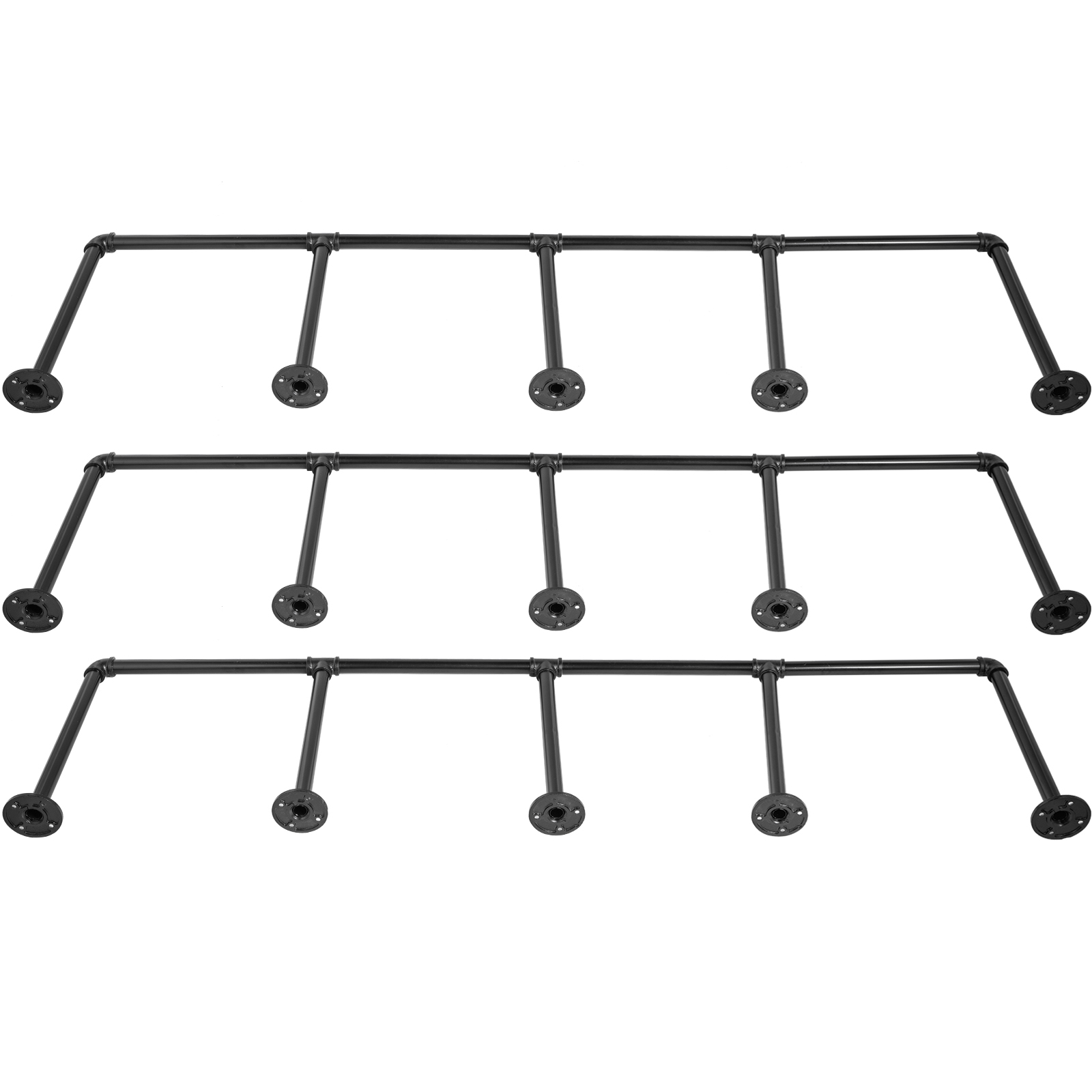 VEVOR Industrial Pipe Shelves 4Tier Wall Mount Iron Pipe Shelves 3 PCS