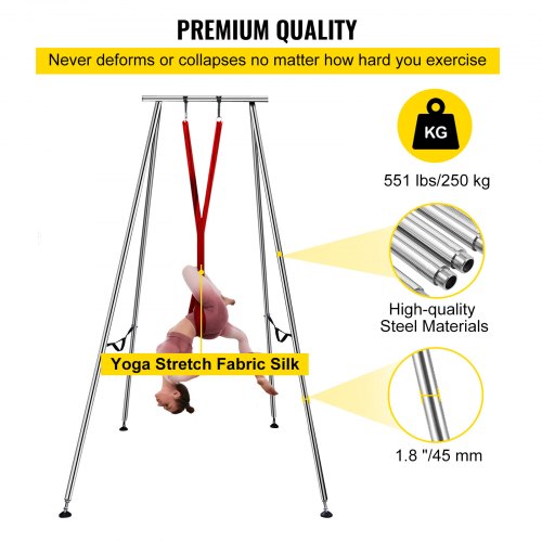 Aerial Trapeze Stand Yoga Swing Bar Hammock Stand Bracket w/20Ft Aerial