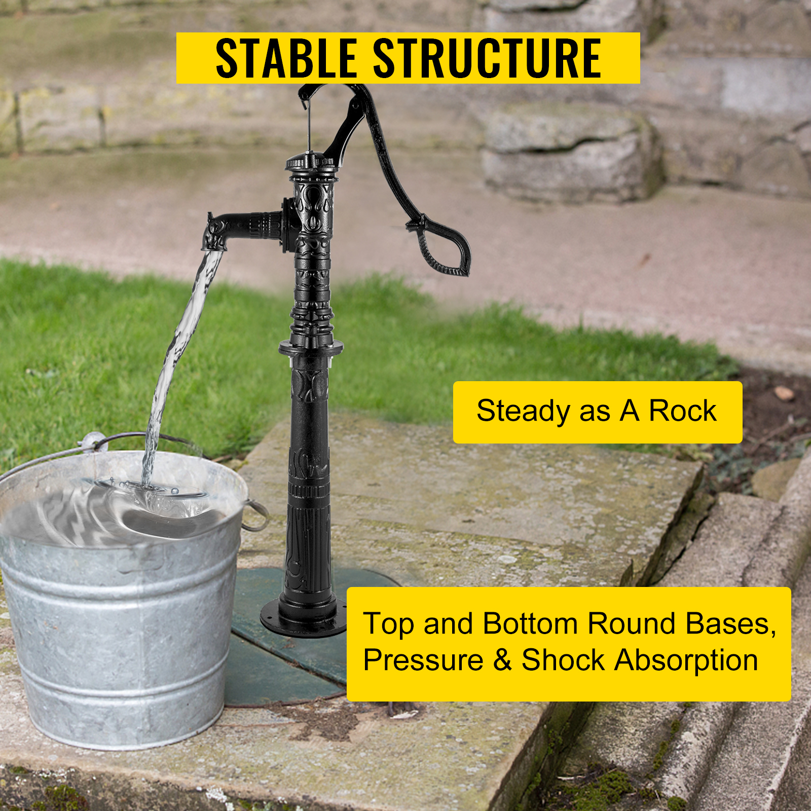 VEVOR Antique Hand Water Pump Stand Pitcher Pump Stand for Yard Garden