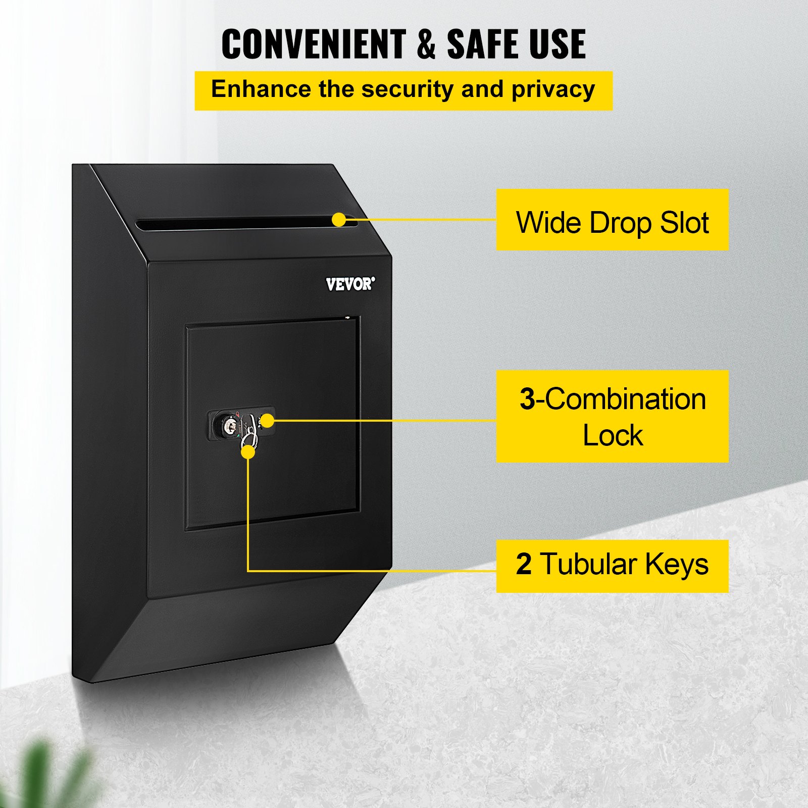 VEVOR Suggestion Box, Donation Ballot Box with Key & Combination Lock ...