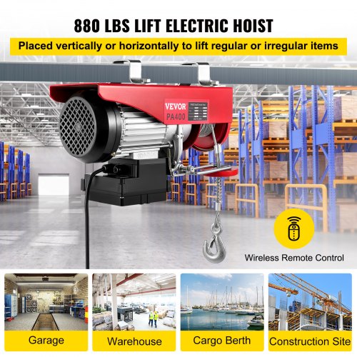 VEVOR VEVOR Electric Wire Cable Hoist Winch Crane Lift 880LBS Wireless ...