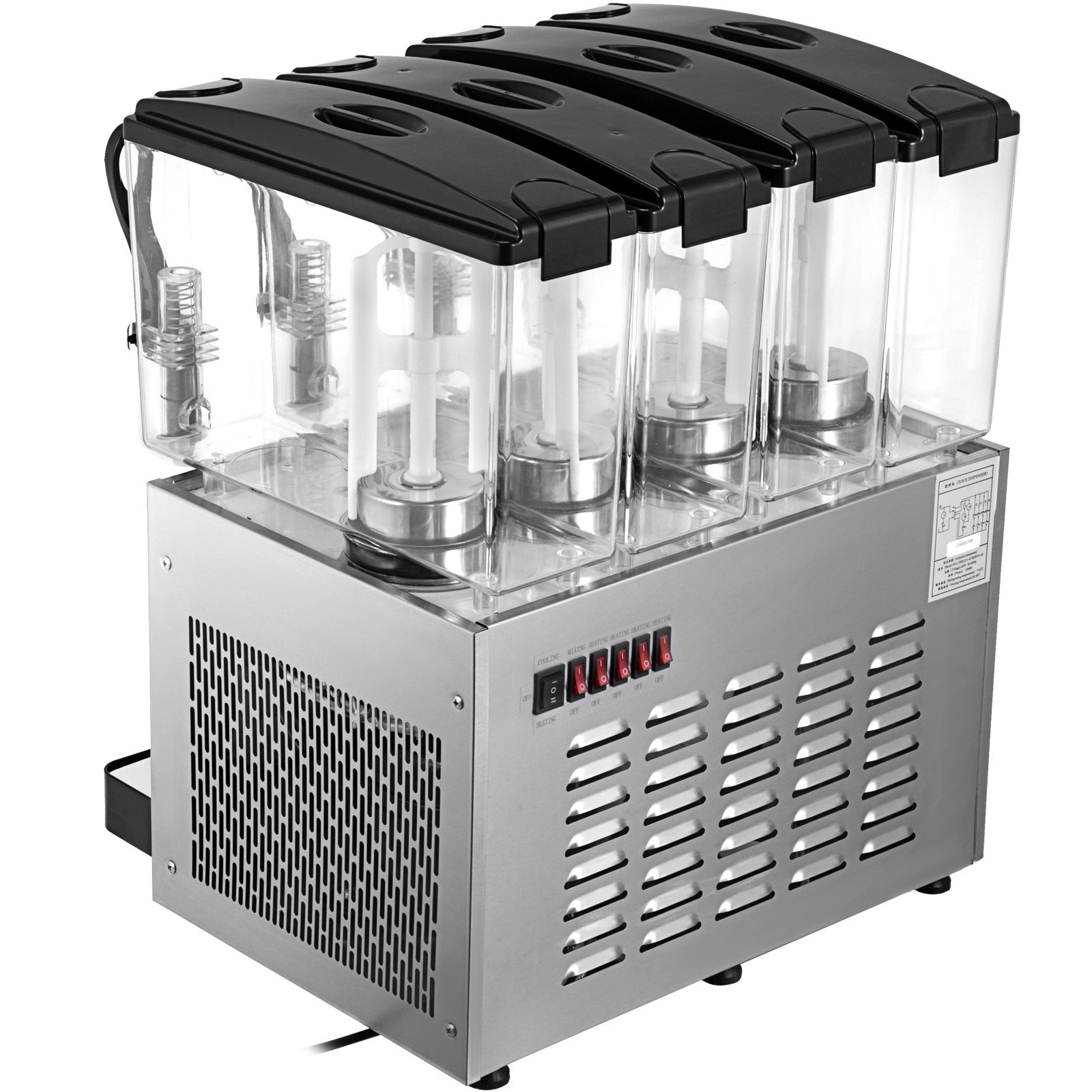 VEVOR 110V Commercial Beverage Dispenser Cold and Hot,4 Tanks 12L Per