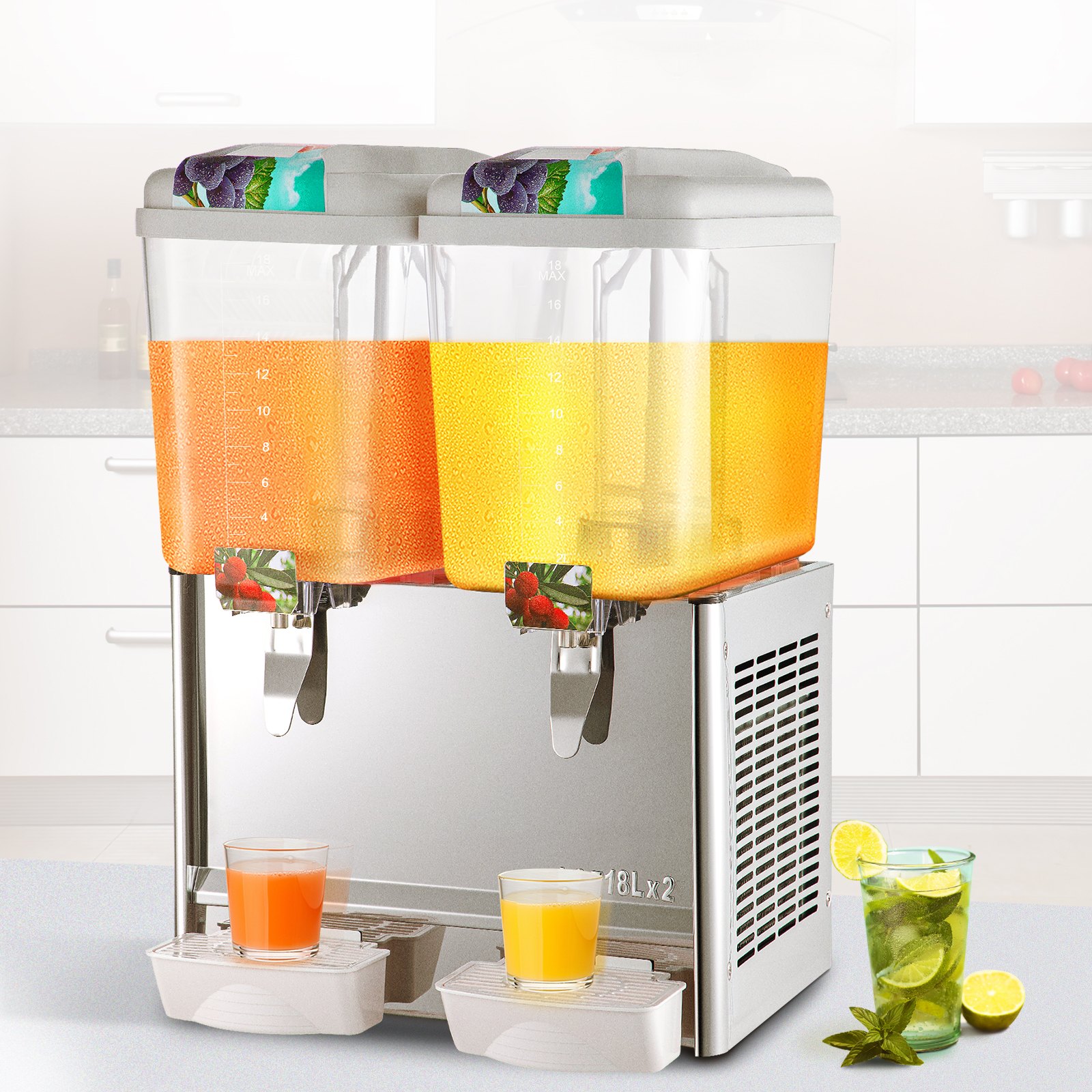 VEVOR 110V Commercial Beverage Dispenser,9.5 Gallon 36L 2 Tanks Juice