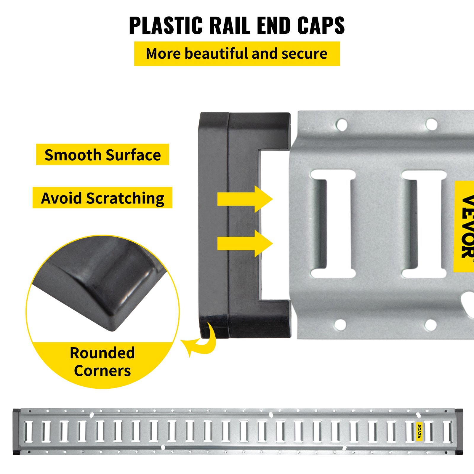 VEVOR E Track Tie-Down Rail Kit, 34PCS 5FT E-Tracks Set Includes 8 ...