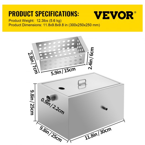 VEVOR 8 LB Commercial Grease Trap, 6 GPM Commercial Grease Interceptor