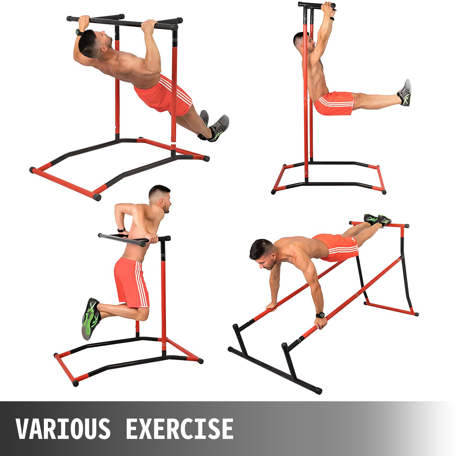 Portable Pull Up Dip Station Power Tower Gym Bar Stretch Workout Multi