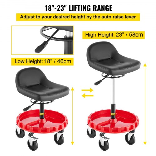 VEVOR Mechanics Swivel Seat 300 LBS Rolling Work Stool Height