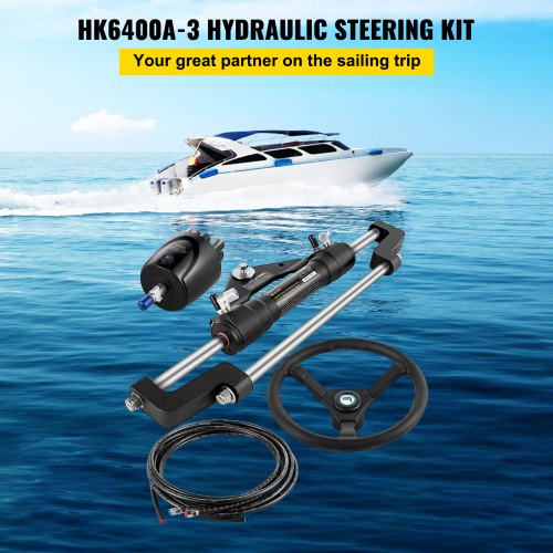 VEVOR Hydraulic Boat Steering Kit, 300HP Hydraulic Steering Kit Helm ...