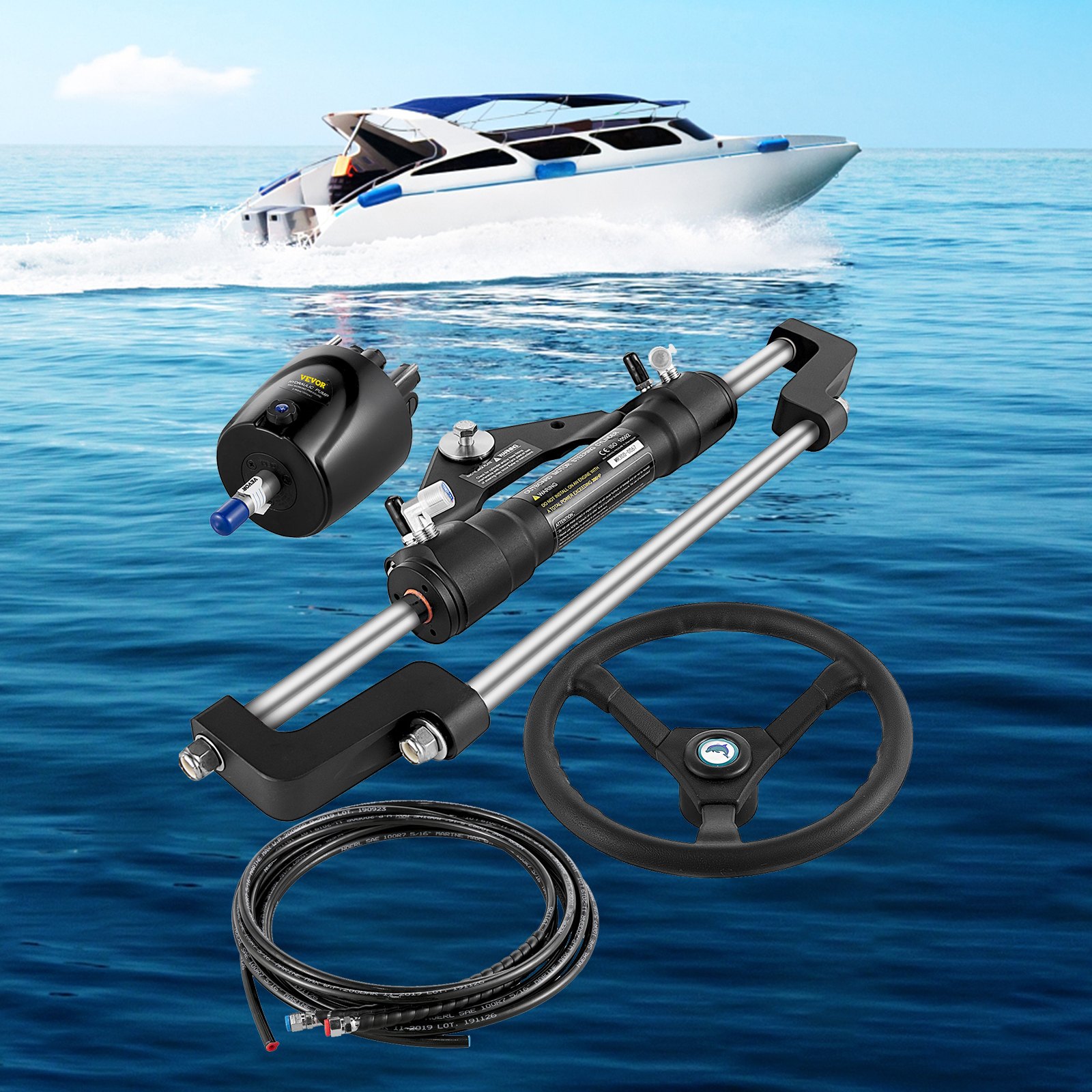 VEVOR BOAT HYDRAULIC Steering System Kit Marine Outboard Steering