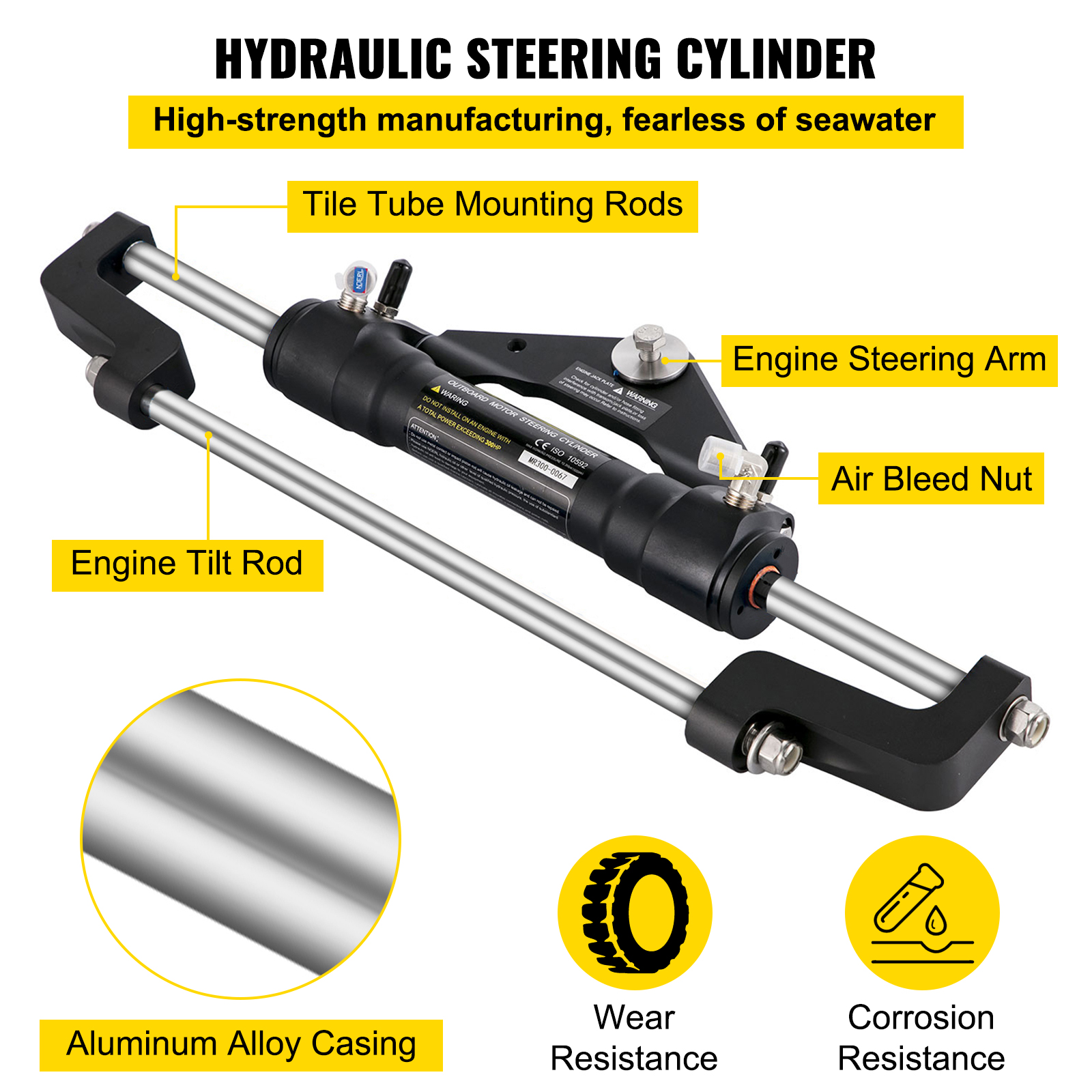 VEVOR Hydraulic Boat Steering Kit, 300HP Hydraulic Steering Kit Helm