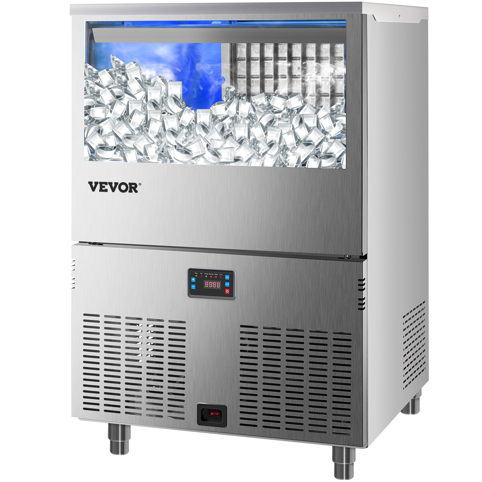 VEVOR 110V Commercial Ice Maker 265LBS/24H with Large Storage 110LBS Bin, Unique Lunar Shape Ice