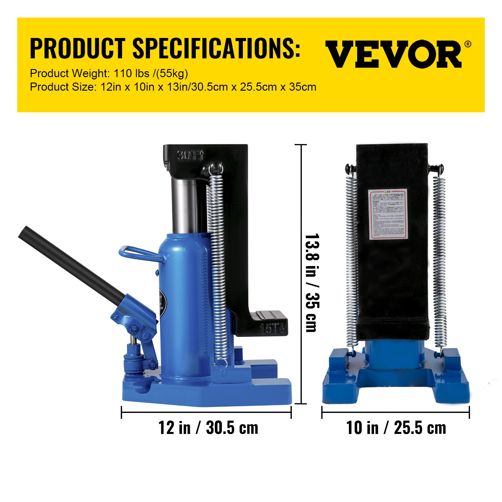 VEVOR Hydraulic Toe Jack, 15 Ton On Toe Toe Jack Lift, 30 Ton On Top Lift Capacity Machine Jack