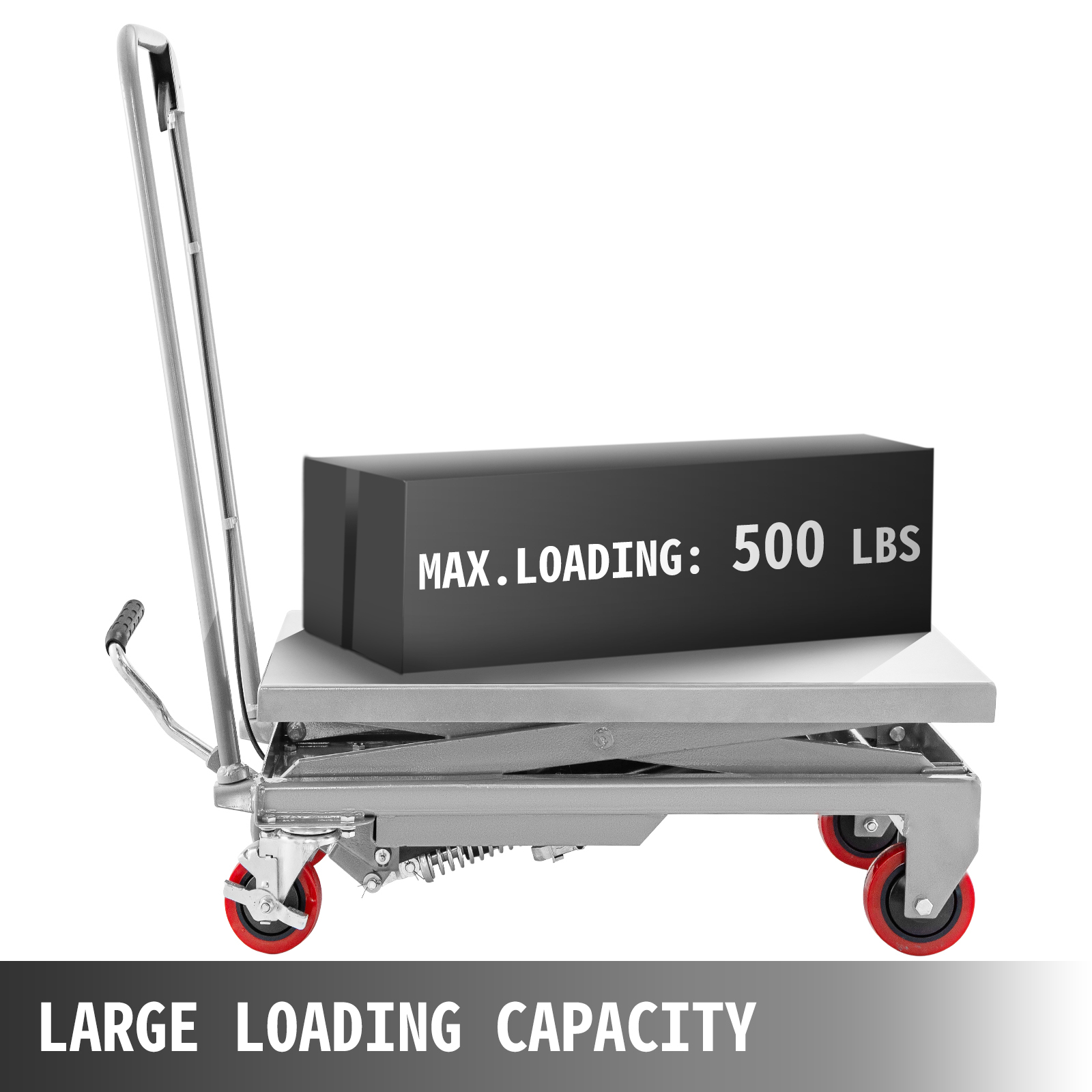 Hydraulic Scissor Cart Lift Table Cart 500lbs, Manual Scissor Lift
