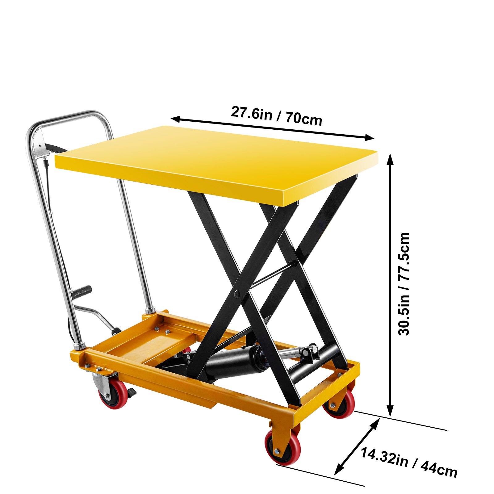 VEVOR Hydraulic Lift Table Cart, 660lbs Capacity Hydraulic Scissor Cart