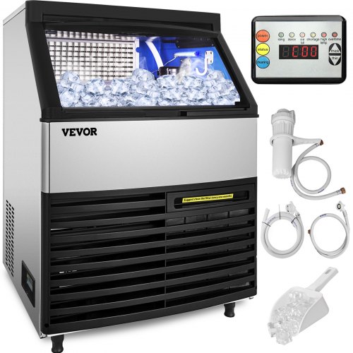 VEVOR 110V Commercial Ice Machine 320LBS/24H with 77LBS Bin, Clear Cube
