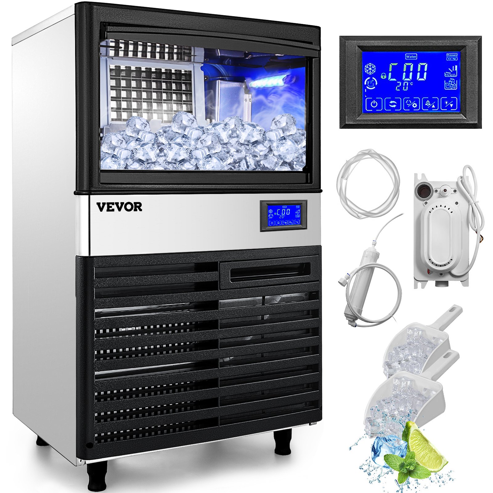 VEVOR 110V Commercial ice Maker Machine 110LBS/24H with 39LBS Bin and