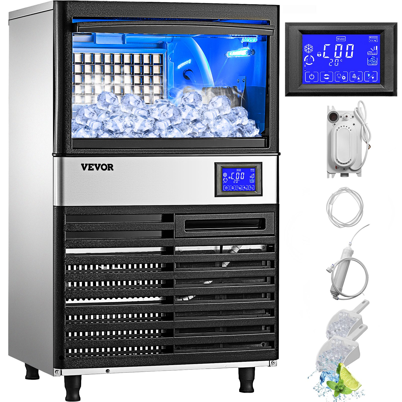 VEVOR 110V Commercial ice Maker 155LBS/24H with 39LBS Bin and Electric