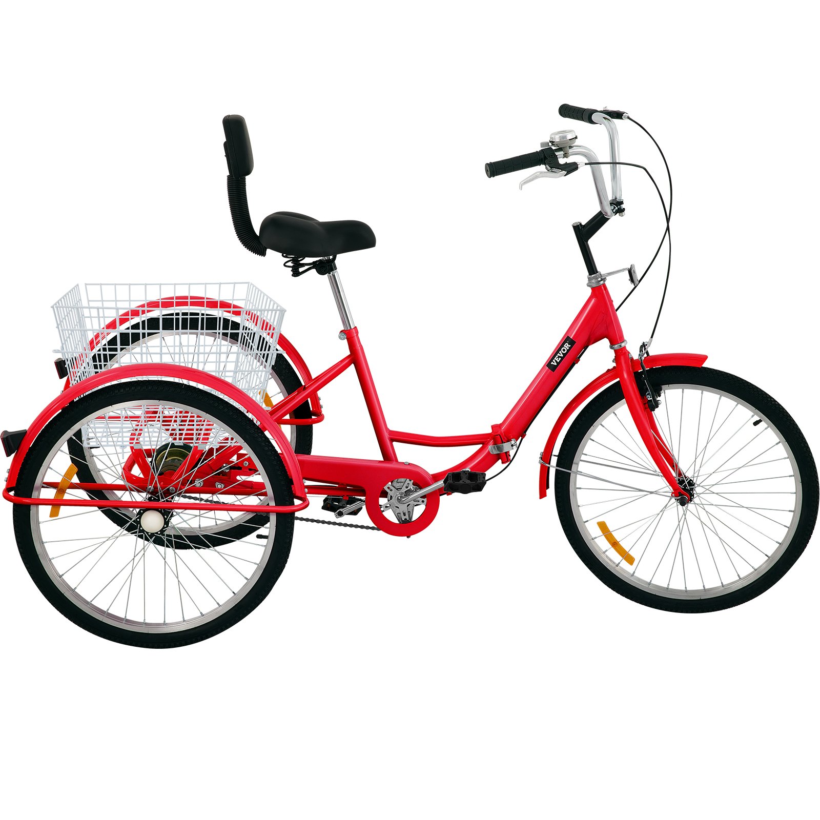 VEVOR Tricycle Adult 24’’ Wheels Adult Tricycle 1-Speed 3 Wheel Bikes ...