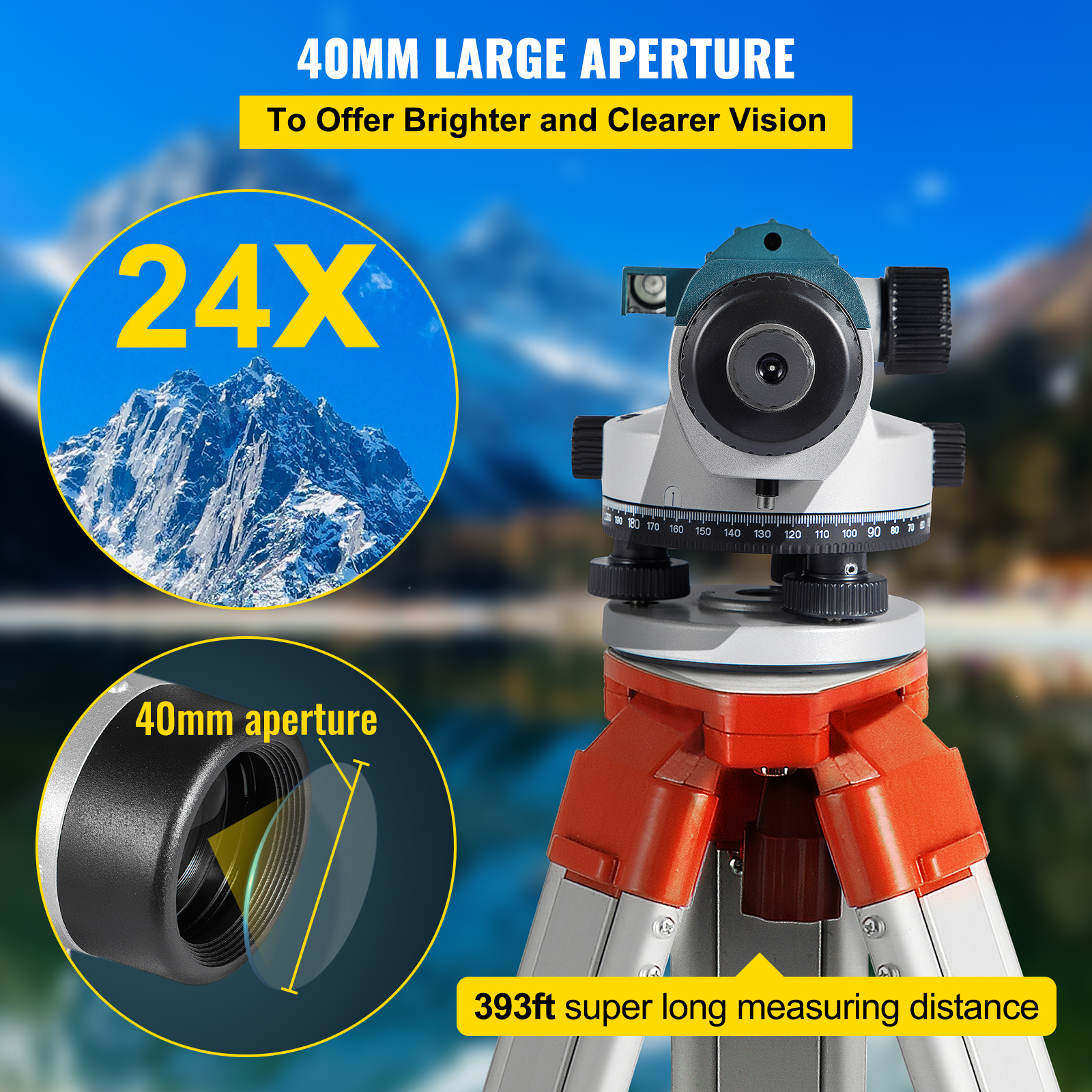 VEVOR Automatic Optical Level 24X Optical Level Kit Waterproof w ...