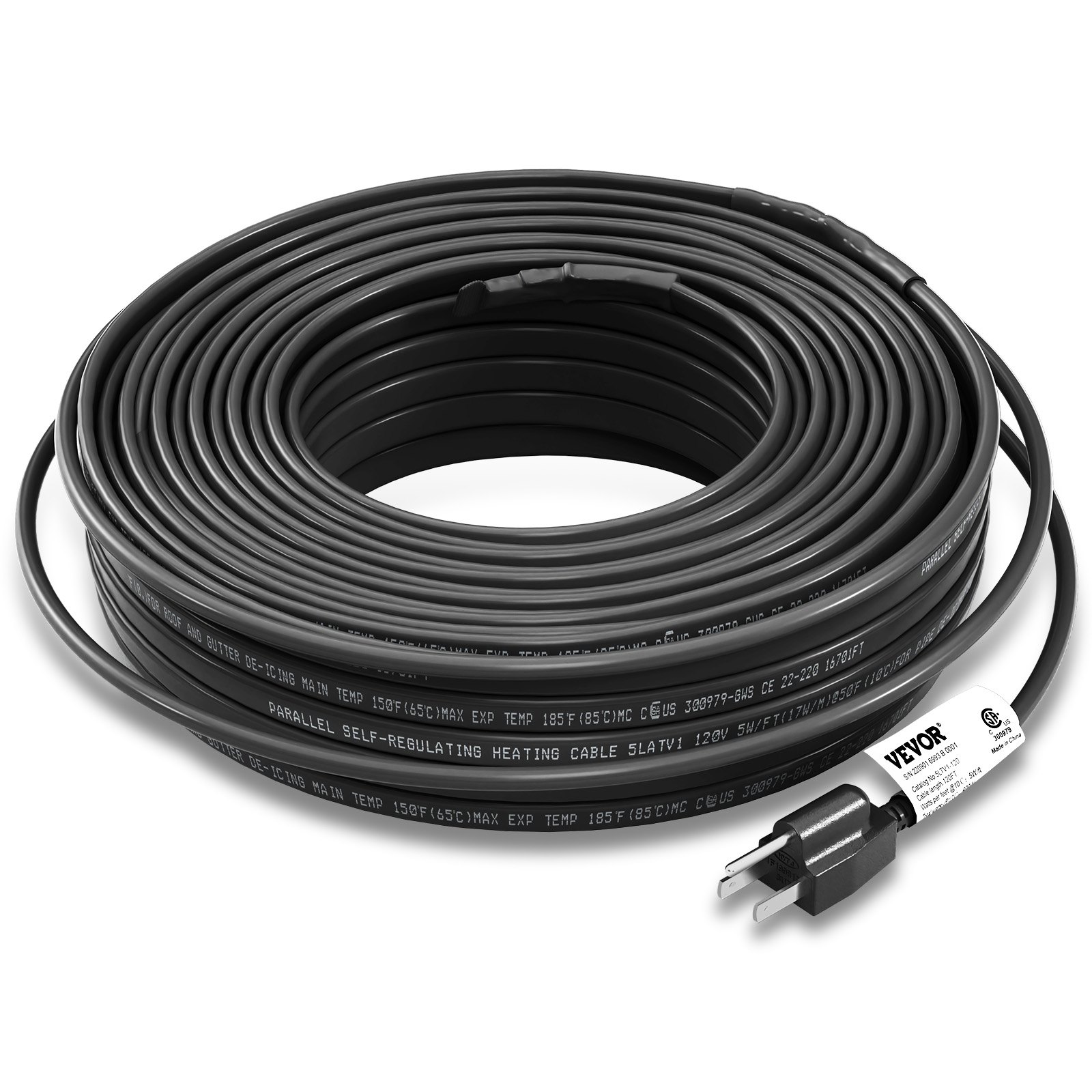 VEVOR SelfRegulating Pipe Heating Cable, 120feet 5W/ft Heat Tape for