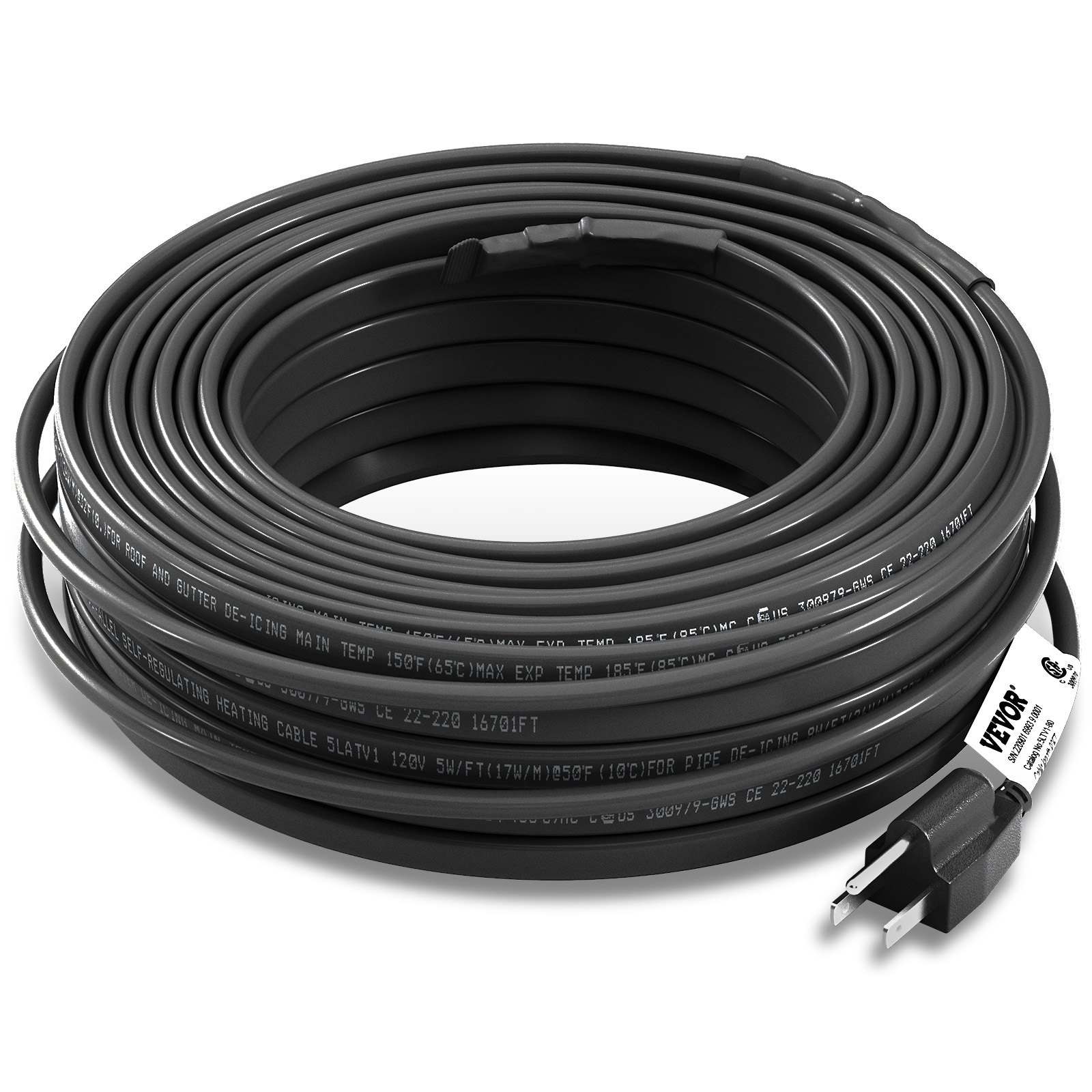 VEVOR SelfRegulating Pipe Heating Cable, 80feet 5W/ft Heat Tape for
