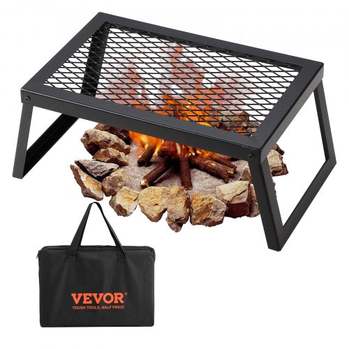 VEVOR Folding Campfire Grill, Heavy Duty Steel Mesh Grate, 18