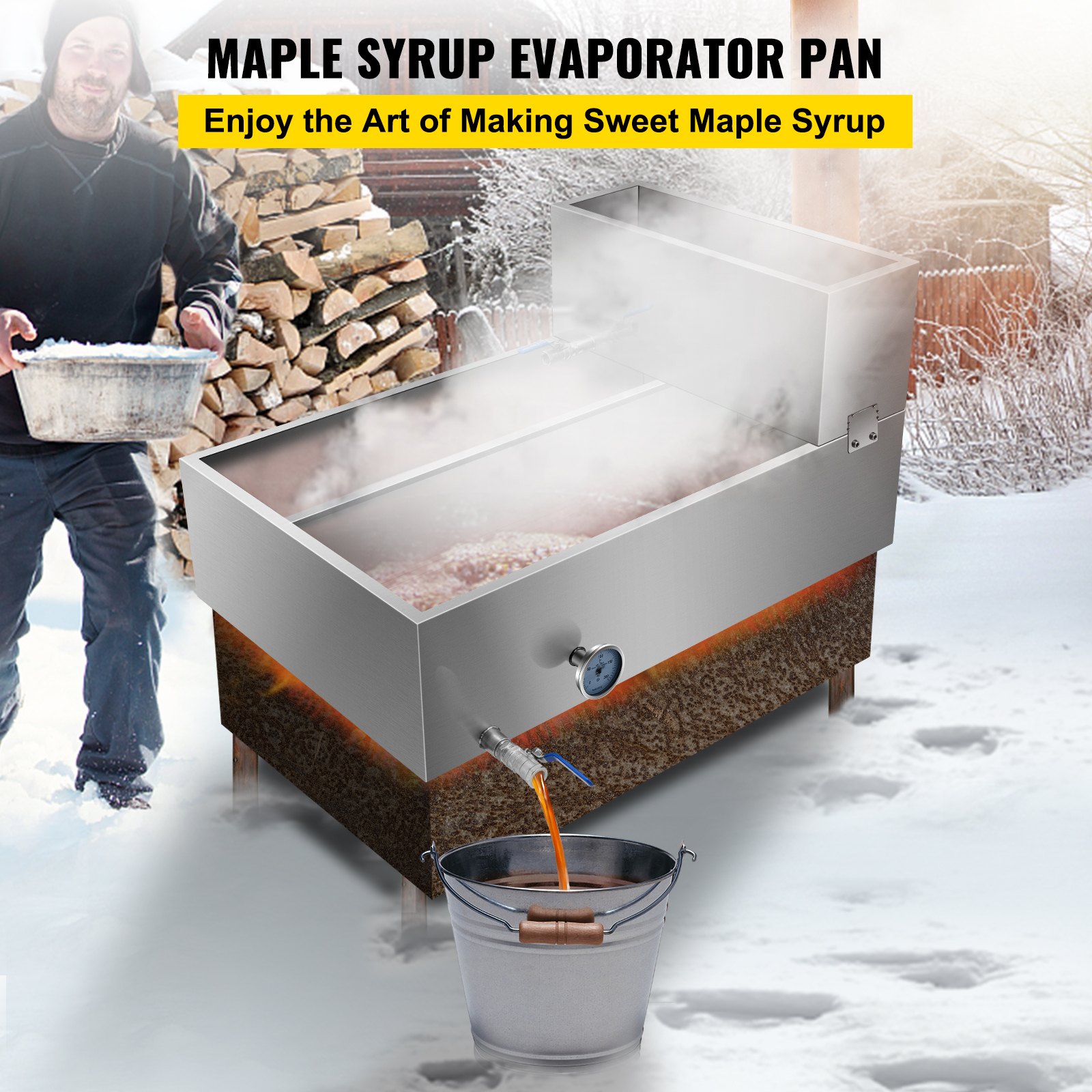 Divided Maple Syrup Evaporator Pan 36"x24" Preheater w/ Therm. 304