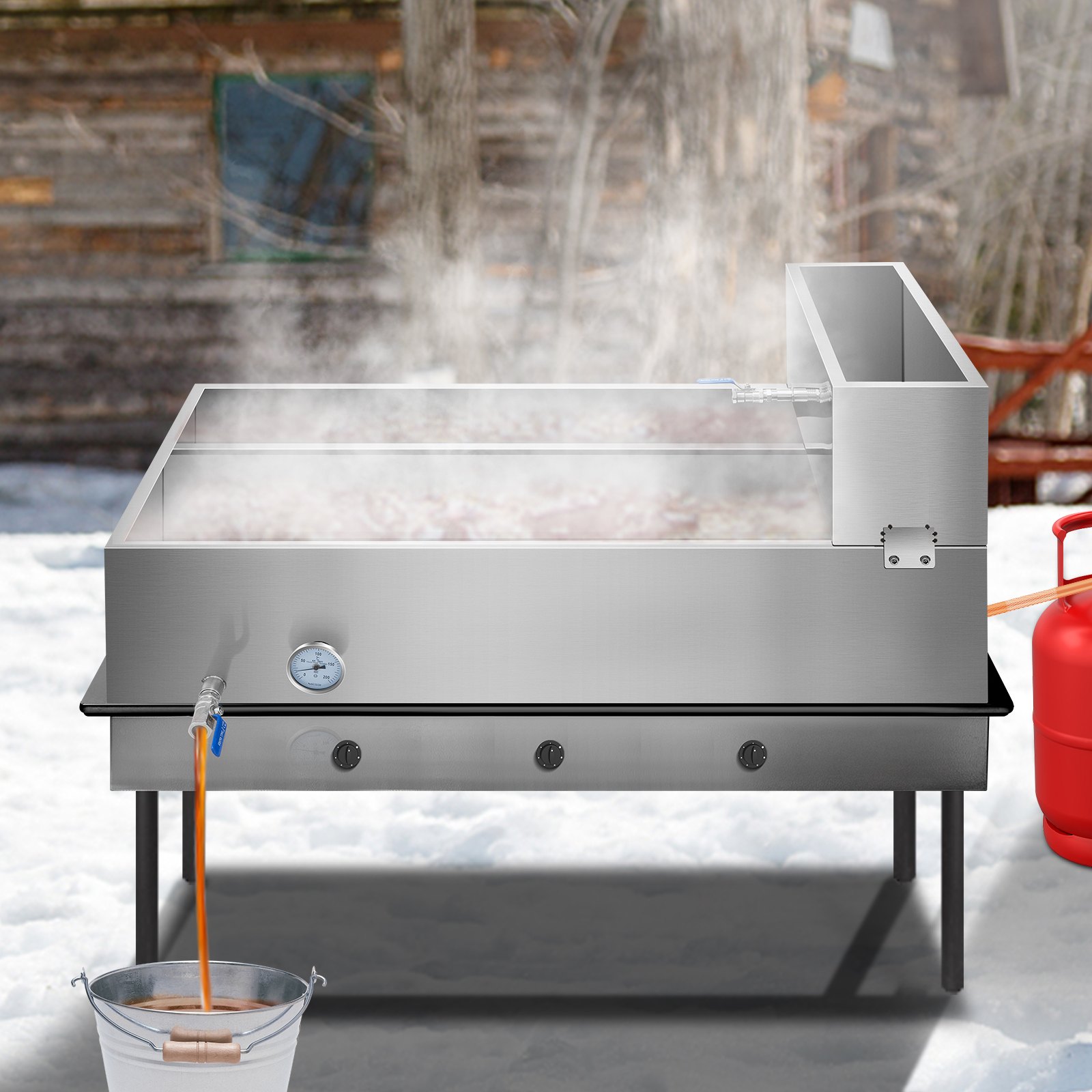 VEVOR Maple Syrup Evaporator Pan 48x24x19 Inch Stainless Steel Maple