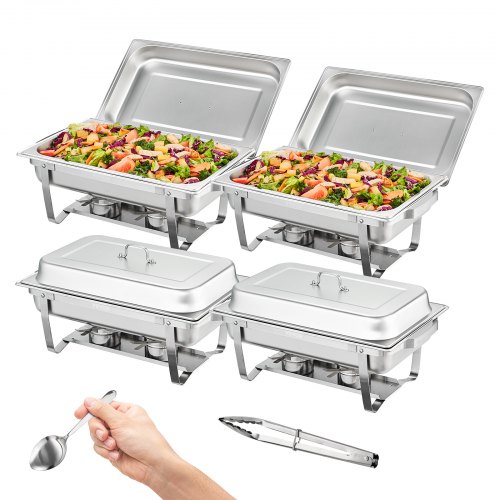 DISH// セット VEVOR 4-Pack Rectangle Chafing Dish Set with Full-Size 8Qt Pan