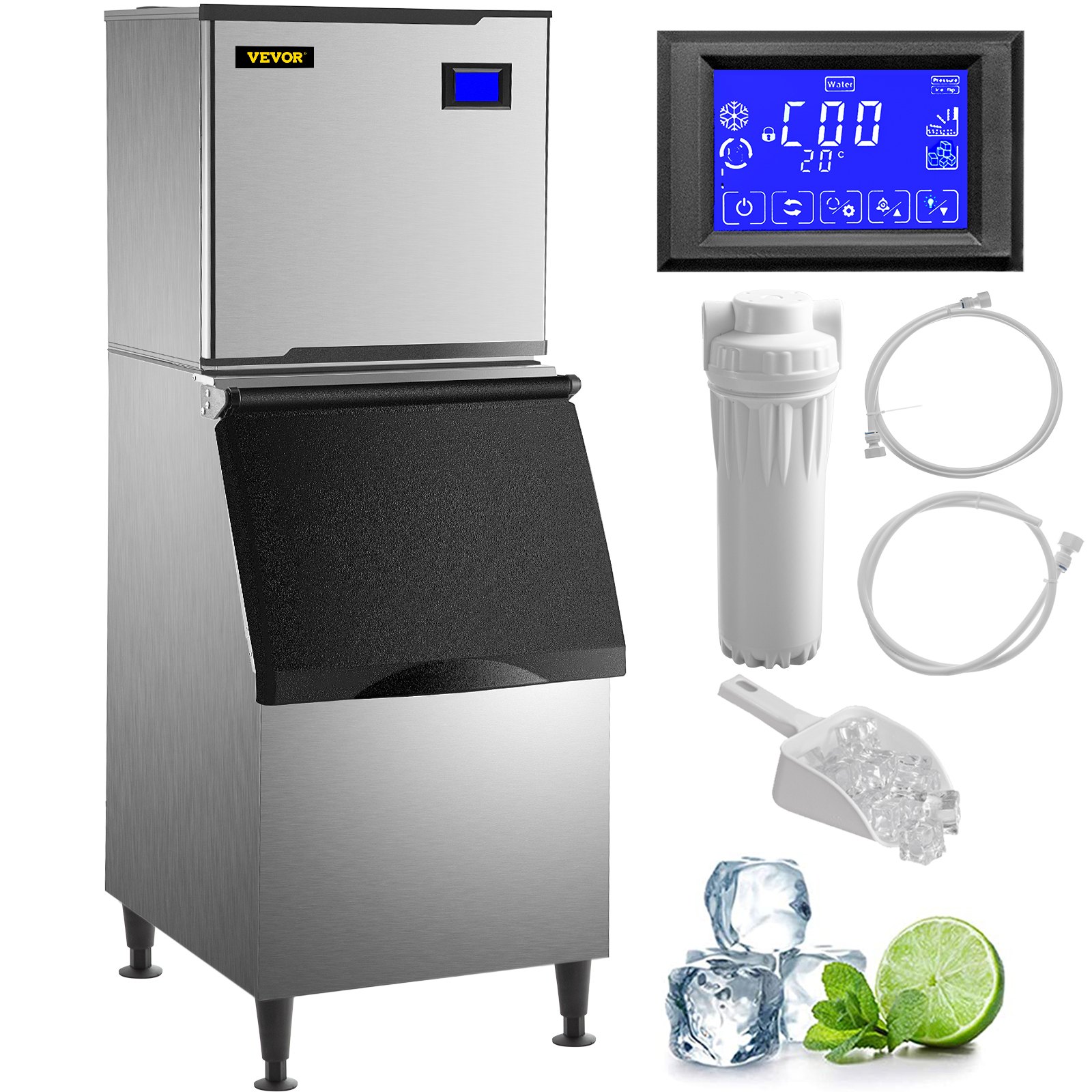 VEVOR 110V Commercial Ice Maker 360LB/24H, Industrial Modular Stainless