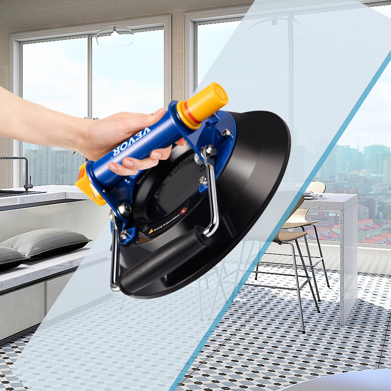 VEVOR Lifting Vacuum Suction Cup, 8'' Glass Lifter Suction Cup, 330lbs