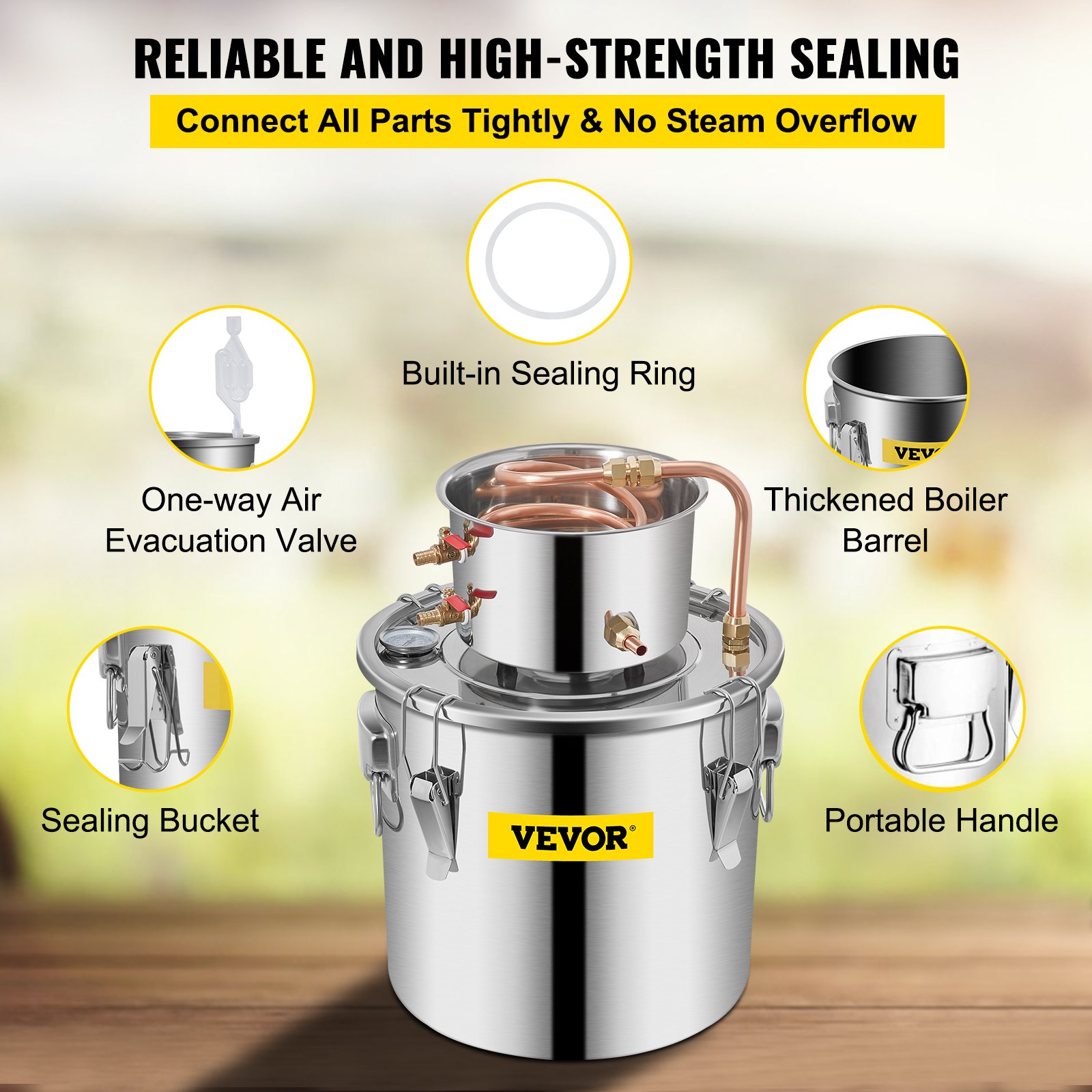 VEVOR Moonshine Still Distillery Kit 3.3Gal Whiskey Distilling Kit w