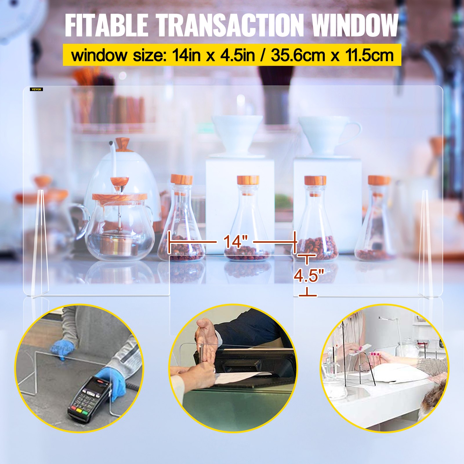 VEVOR Sneeze Guard for Counter 24"x48" Acrylic Shield for Desk 0.2