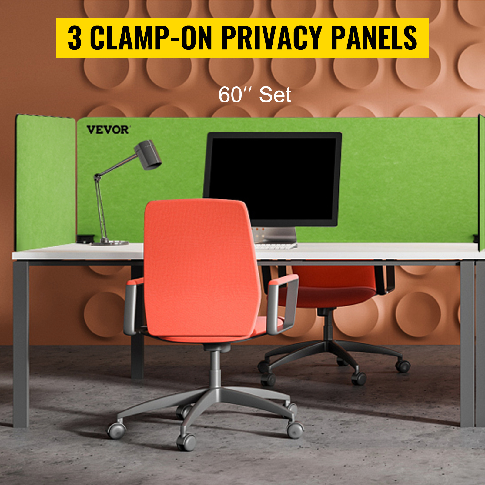 VEVOR Desk Divider 60'' Desk Privacy Panel, 3 Panels Privacy Acoustic