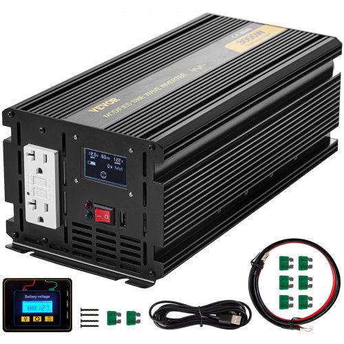 VEVOR Power Inverter, 3000W Modified Sine Wave Inverter, DC 12V to AC ...