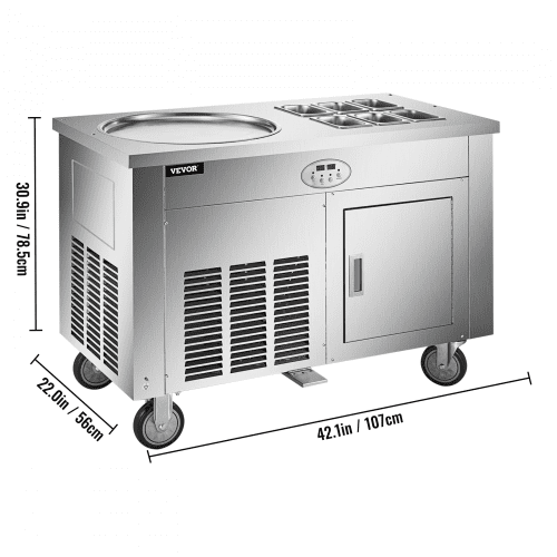 VEVOR Fried Ice Cream Roll Machine Commercial Ice Roll Maker Single Pan